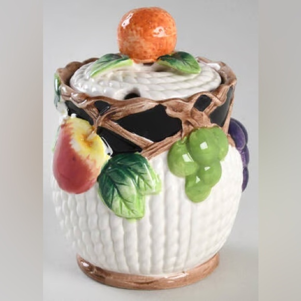 Fitz & Floyd Retired Mediterranean Majolica Fruit Canister 8”